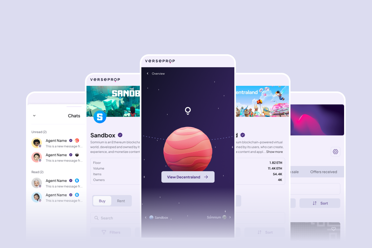 NFT marketplace for metaverse properties designed by George Mihai. George Mihai is a digital user experience product designer.