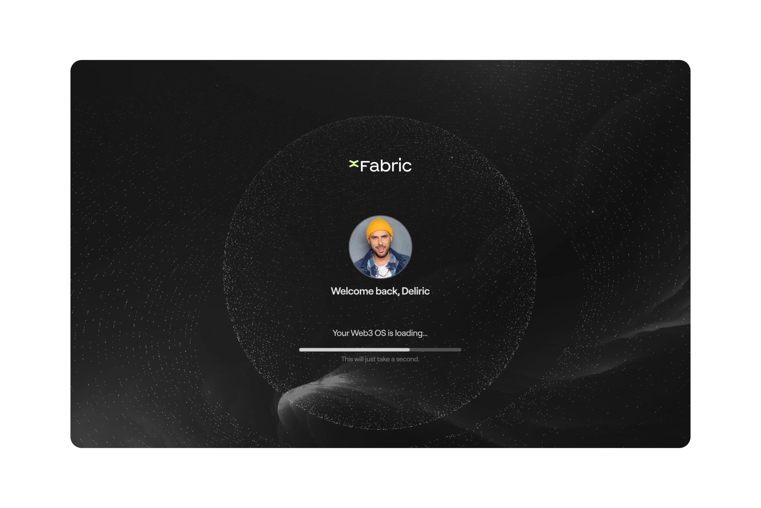 xFabric loading screen for a decentralized operating system